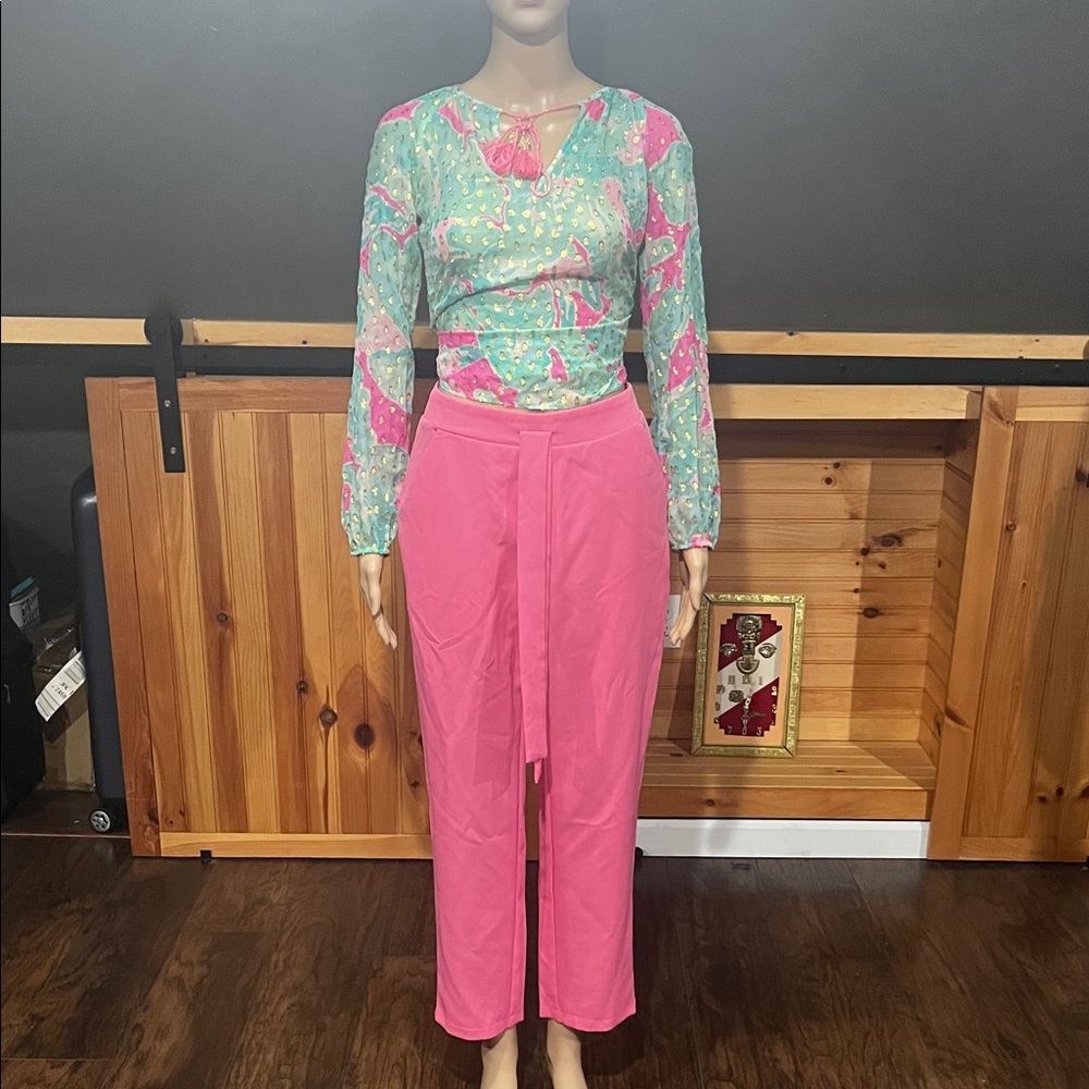SHEIN Bright Pink Cropped Pants